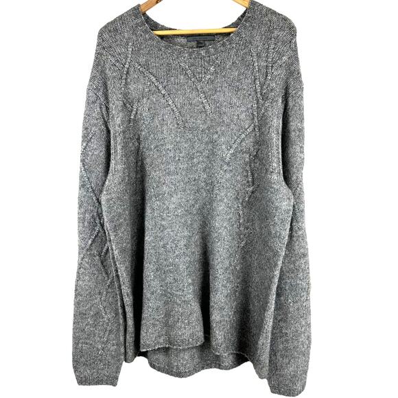 John Varvatos NWT Nolans Crewneck Cable Knit Sweater Moon Shadow XXL Wool Blend - Picture 2 of 8